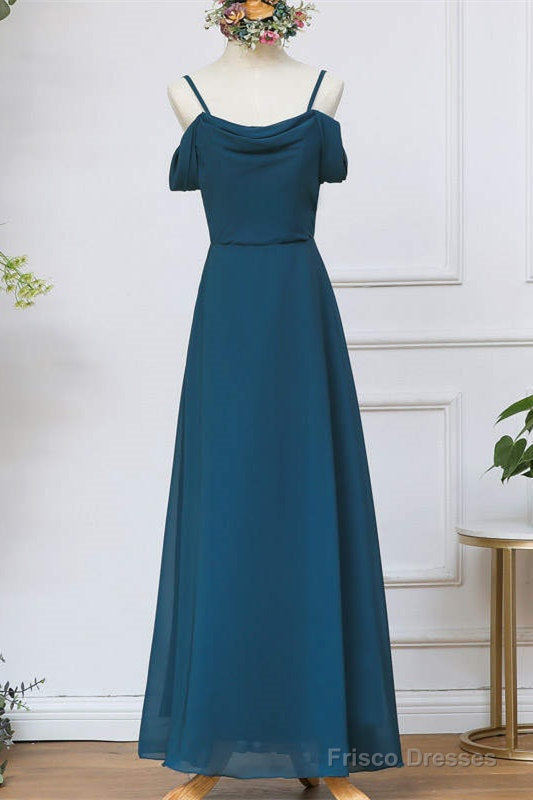 Cold Shoulder Ink Blue Chiffon Bridesmaid Dress Main image