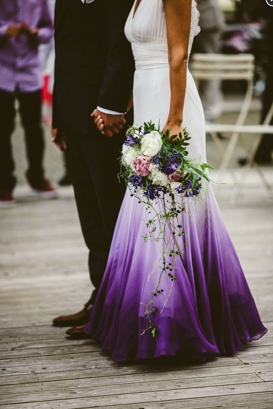 ombre wedding dress purple Colored Wedding Dresses, Purple And White Wedding Dress, Ombre Wedding –  Frisco Dresses