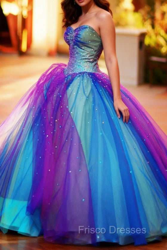 Colorful Floor Length Long Formal Prom Dress, Colorful Formal Dress Secondary image