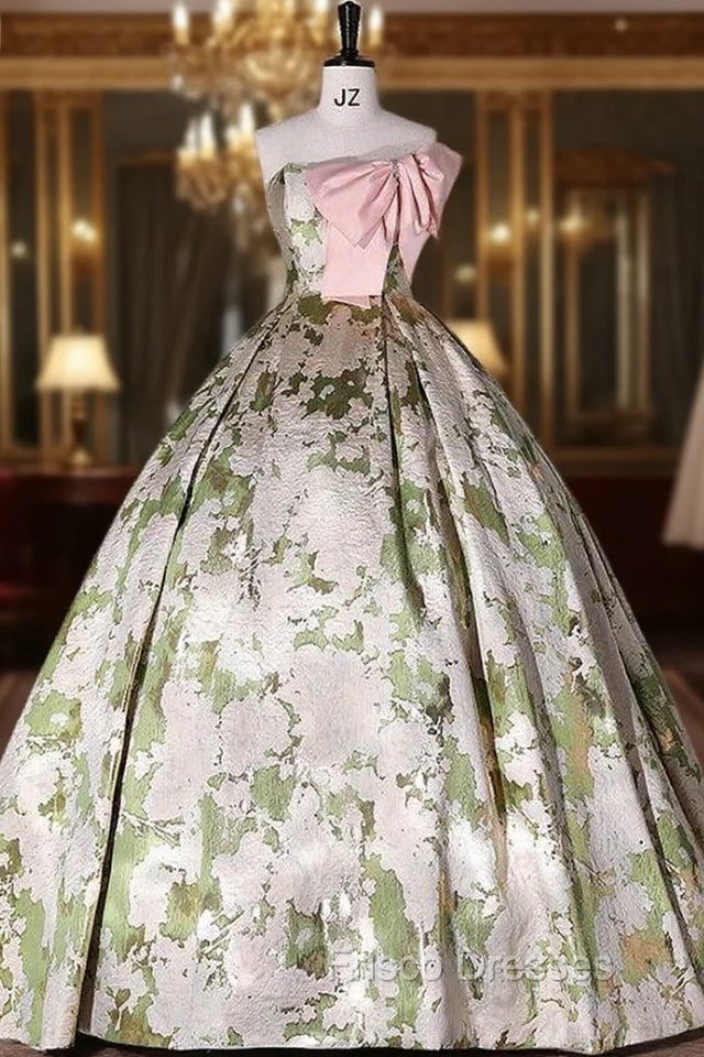 Colorful Strapless Pink Bow Quinceanera Dress Main image