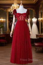 Corset Dotted Tulle Maxi Length Formal Prom Dress