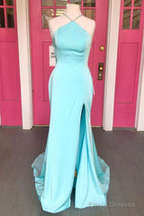 Criss Cross Straps Pool Blue Long Formal Dress