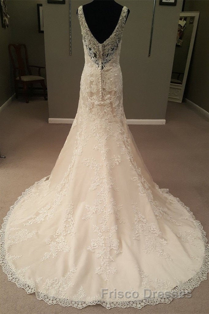 Mermaid Long Champagne Bridal Dress with Lace Secondary image