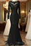 Custom Long Sleeves Formal Prom Dress,Charming Beading Formal Dress,Lace Mermaid Formal Prom Dress