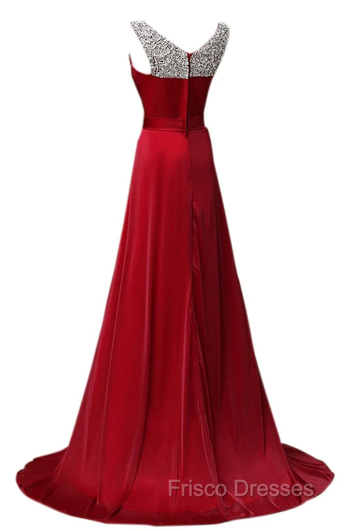 Custom Made A Line Dark Red Round Neck Long Formal Prom Dress, Bridesmaid Dress, Formal Dress