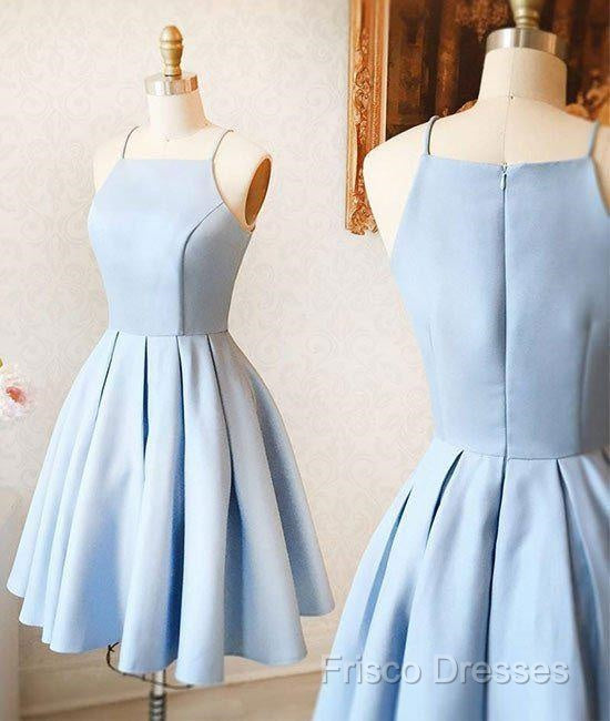 Custom Made A Line Light Blue Short Formal Prom Dress, Short Blue Homecoming Dress, Formal Dress Secondary image