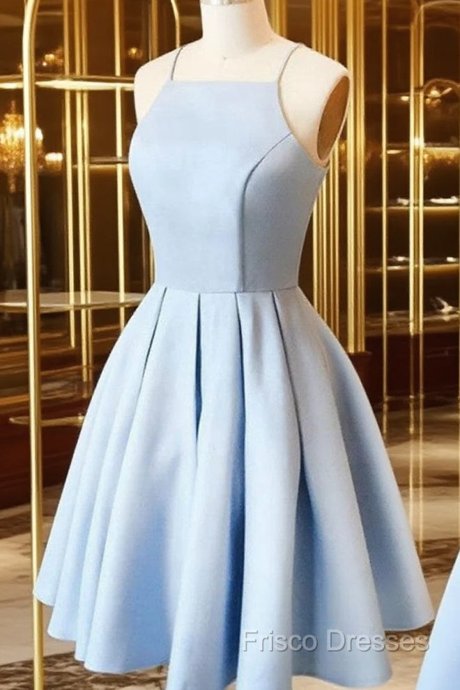 Custom Made A Line Light Blue Short Formal Prom Dress, Short Blue Homecoming Dress, Formal Dress Main image