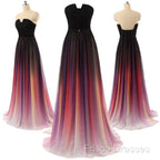 Custom Made Backless Ombre Chiffon Long Formal Prom Dress, Ombre Bridesmaid Dress, Formal Dress