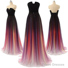 Custom Made Backless Ombre Chiffon Long Prom Dress, Ombre Bridesmaid Dresses, Formal Dresses