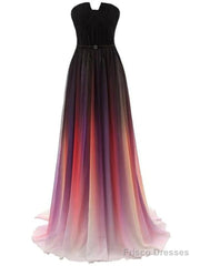 Custom Made Backless Ombre Chiffon Long Prom Dress, Ombre Bridesmaid Dresses, Formal Dresses