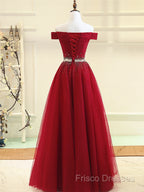 Custom Made Burgundy Off Shoulder Formal Prom Dress, Burgundy Formal Dress, Off Shoulder Formal Dress, Bridesmaid Dress