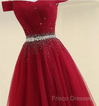 Custom Made Burgundy Off Shoulder Formal Prom Dress, Burgundy Formal Dress, Off Shoulder Formal Dress, Bridesmaid Dress