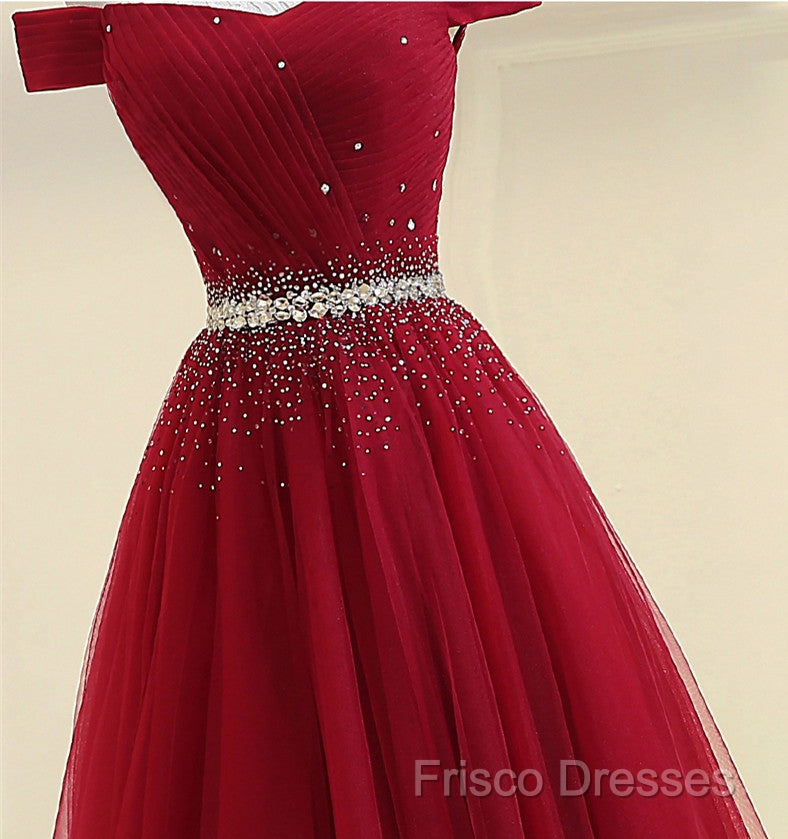 Custom Made Burgundy Off Shoulder Formal Prom Dress, Burgundy Formal Dress, Off Shoulder Formal Dress, Bridesmaid Dress