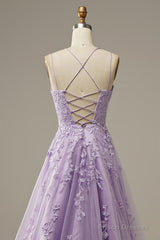 Custom Made  Lace Lilac Prom Dresses Violet Purple Long Evening Dress
