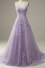 Custom Made  Lace Lilac Prom Dresses Violet Purple Long Evening Dress