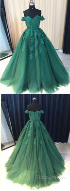 Custom Made Off Shoulder Emerald Green Lace Formal Prom Dress, Green Formal Dress, Lace Formal Prom Gown