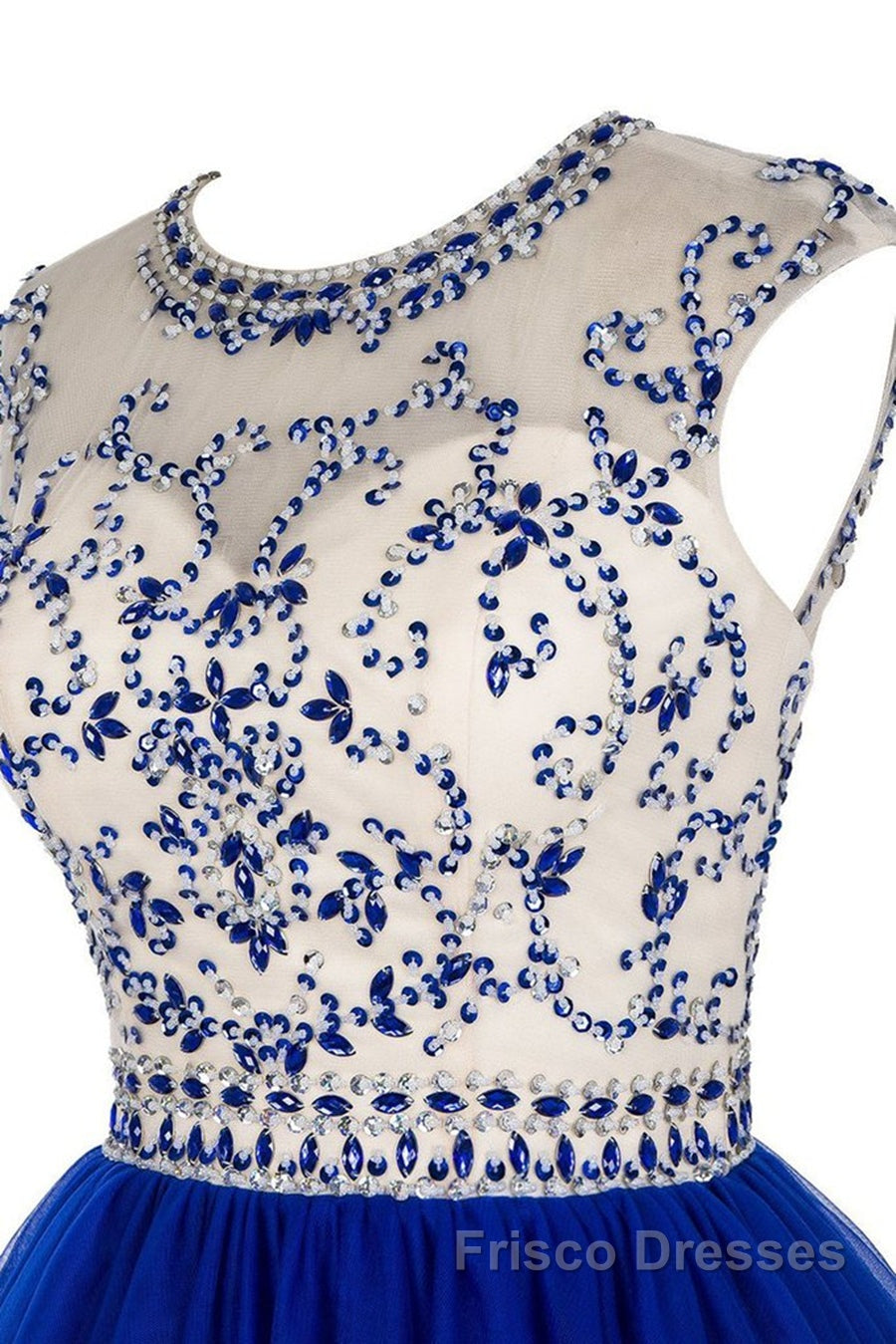 Custom Made Round Neck Cap Sleeves Beading Black Short Formal Prom Dresses Royal Blue Homecoming Dresses, Evening Dresses 2019