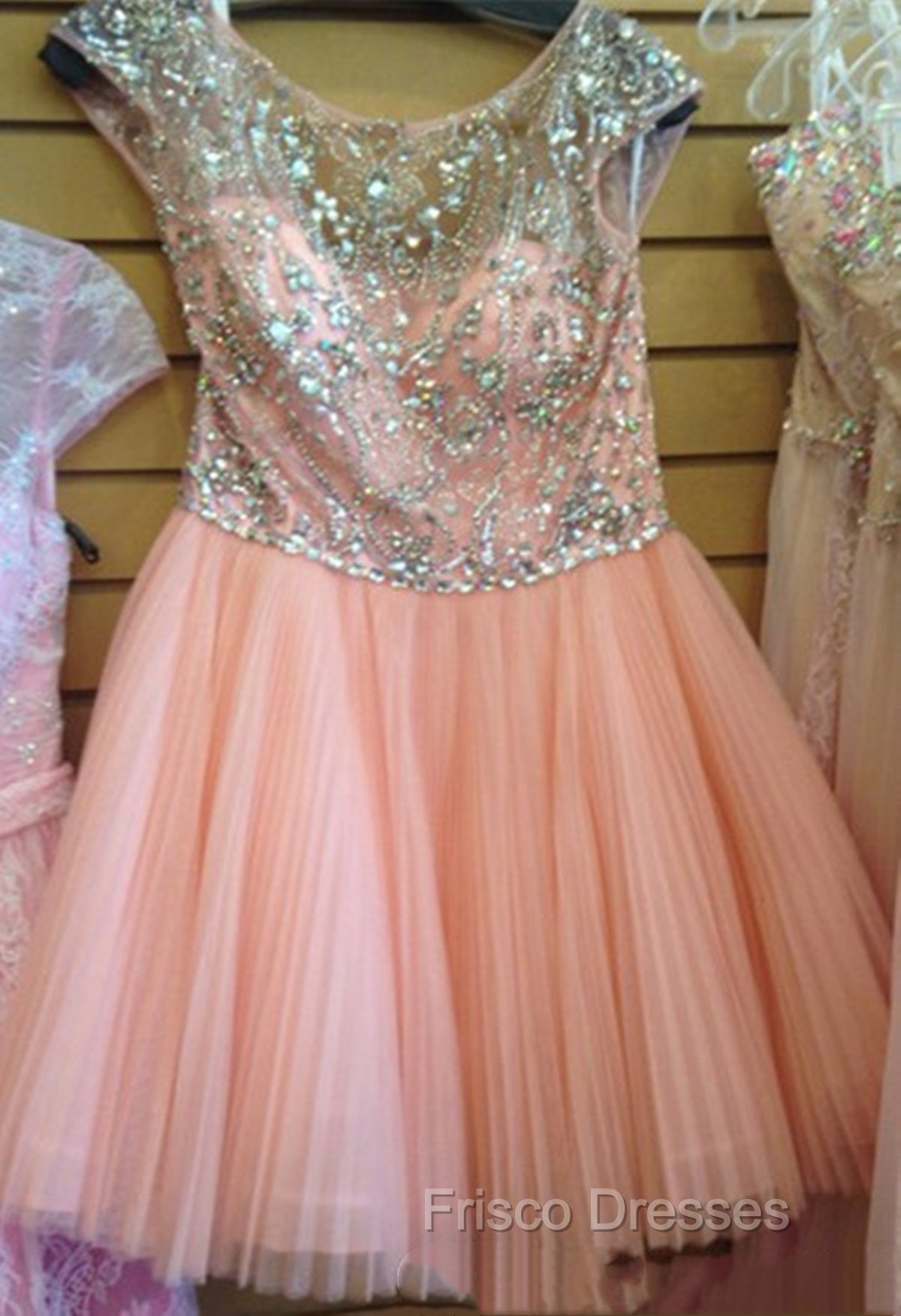Custom Made Round Neck Pink Short Formal Prom Dress, Short Graduation Dress, Short Homecoming Dress Secondary image