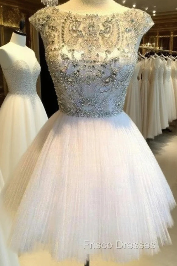 Custom Made Round Neck Ivory Short Formal Prom Dress, Short Homecoming/Graduation Dress Main image