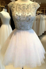 Custom Made Round Neck Ivory Short Formal Prom Dress, Short Homecoming/Graduation Dress