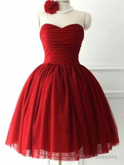 Custom Made Short Burgundy Prom Dress, Burgundy Bridesmaid Dress, Graduation/Homecoming Dress