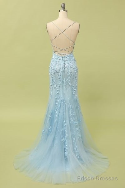 Custom Made Spaghetti Straps Long Lace Mermaid Prom Evening Dresses