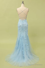 Custom Made Spaghetti Straps Long Lace Mermaid Prom Evening Dresses