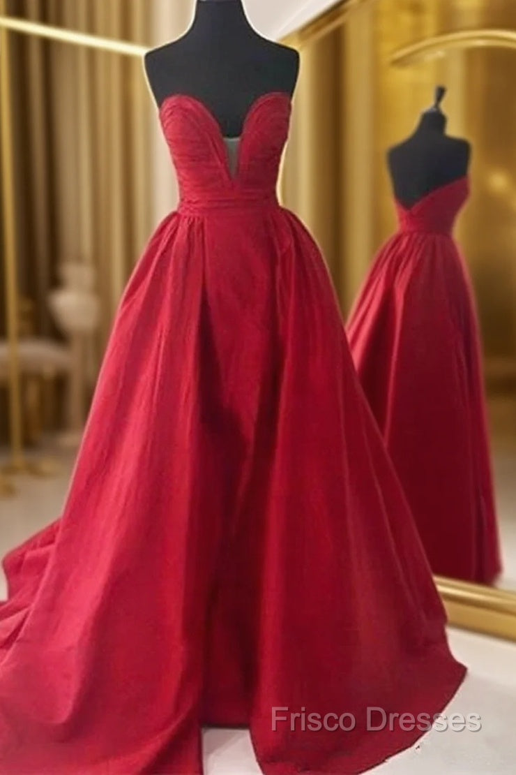 Custom Made Sweetheart Neck Backless Red Ball Gown, Red Formal Prom Dress, Red Formal Dress