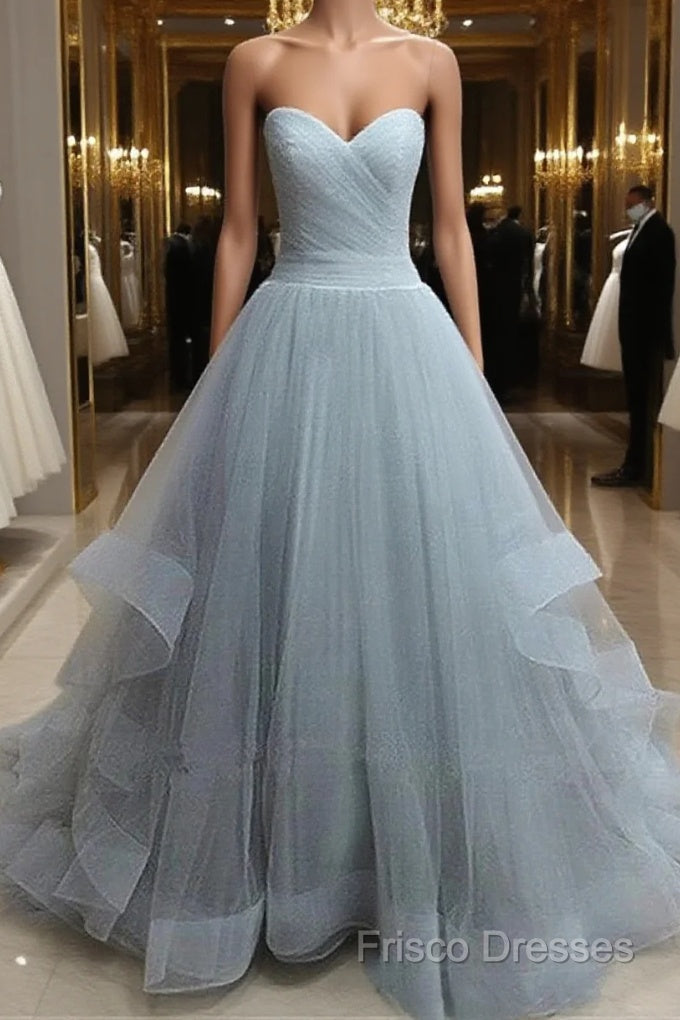Custom Made Sweetheart Neck Floor Length Light Grey Formal Prom Dress, Formal Prom Gown, Formal Dress Main image