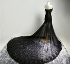 Custom Made Sweetheart Neck Mermaid Black Lace Prom Dresses With Sweep Train, Black Lace Formal Dresses