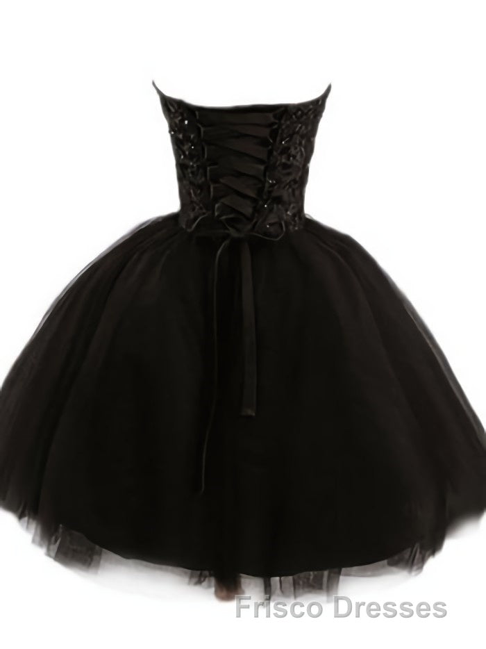 Sweetheart Short Black Lace Formal Prom Dress, Black Lace Graduation / Homecoming Dress