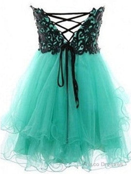 Sweetheart Sleeveless Short Black Lace Green Prom Dress, Homecoming Dress, Graduation Dress Secondary image