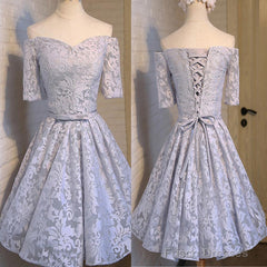 Cute A-Line Half Sleeve Sweetheart Lace Up Back Organza Floral Prints Knee Length Homecoming Dress