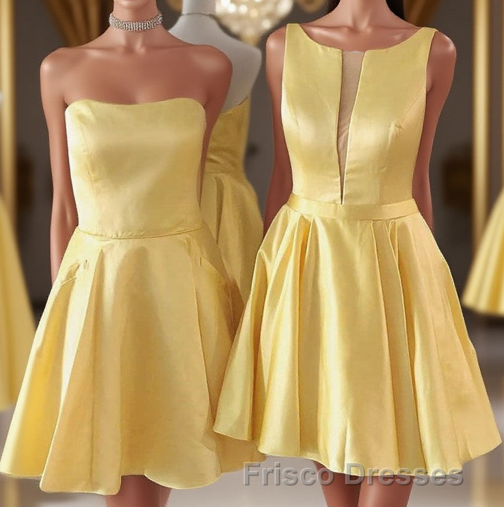 Cute A-line Short Yellow Homecoming Dress,Elegant Graduation Dress Main image