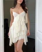 Cute A Line Straps Ivory Short Chiffon Homecoming Dresses Cocktail Dress