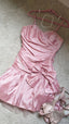 Cute A Line Straps Pink Satin Homecoming Dresses Short Birthday Dress With Bow