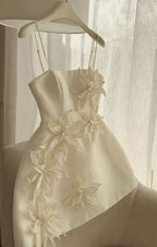 Cute A Line Straps Satin Ivory Homecoming Dress Party Dress
