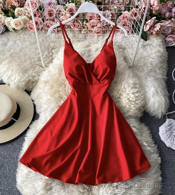 Cute A Line V Neck Short Dress Homecoming Dress Main image