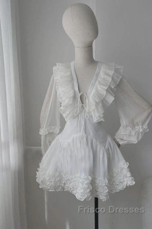 Cute A Line White Homecoming Dress 18Th Birthday Outfits Secondary image