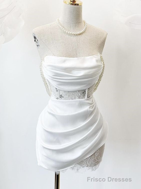 Cute A Line White Strapless Homecoming Dress 18Th Birthday Outfits Main image