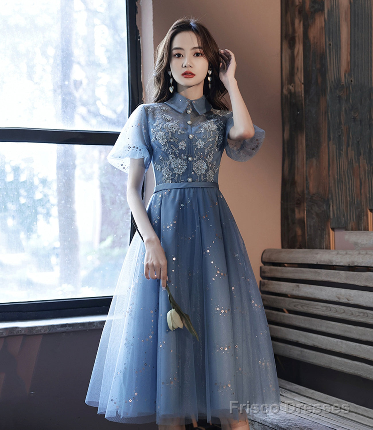 Cute Blue Short A Line Dress Party Dress Homecoming Dress Main image