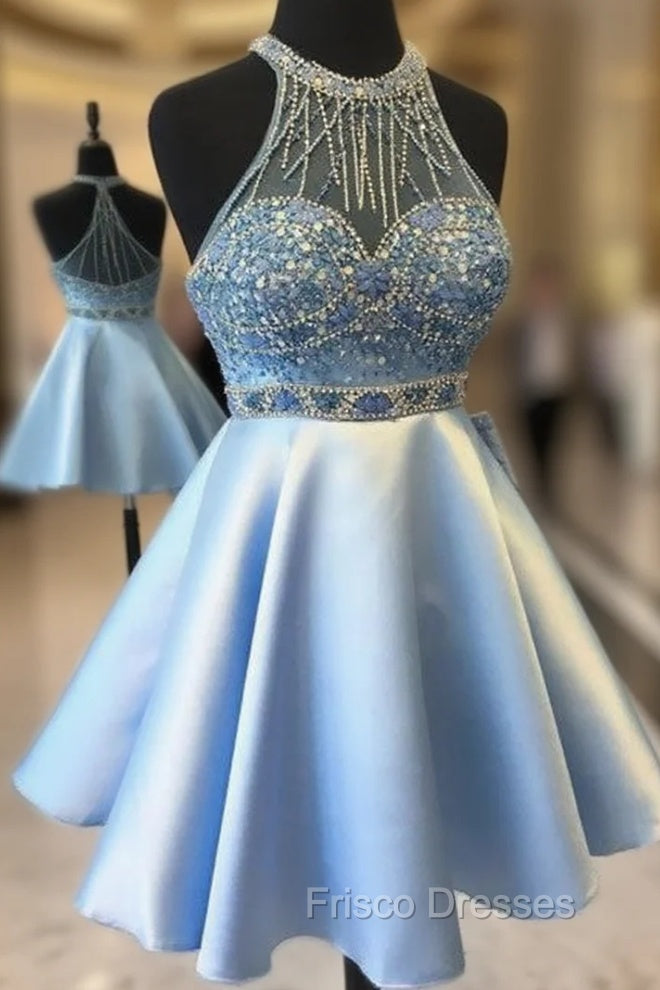 Cute Blue Short Formal Prom Dress, Blue Homecoming Dress Main image