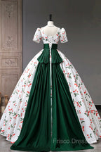 Cute Cherry Pattern Long Princess Formal Prom Dress, White A-Line Formal Party Dress