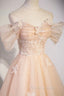 Cute Flowers Tulle Long Formal Dress, Off Shoulder Evening Dress