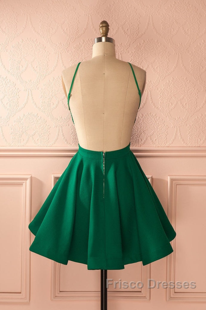 Cute Green Backless Short Formal Prom Dress, Green Homecoming Dress