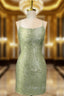 Cute Green Spaghetti straps  Lace Up Sequined Homecoming Party Dress