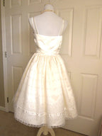Cute Ivory Strappy Satin Lace Trim A-Line Birthday Dress Homecoming Dress