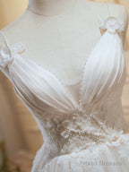 Cute Ivory Tulle V-Neckline Short Party Dress, A-Line Graduation Dress Prom Dress