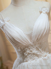 Cute Ivory Tulle V-Neckline Short Party Dress, A-Line Graduation Dress Prom Dress