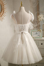 Cute Lace Short Formal Prom Dress, A-Line Homecoming Party Dress